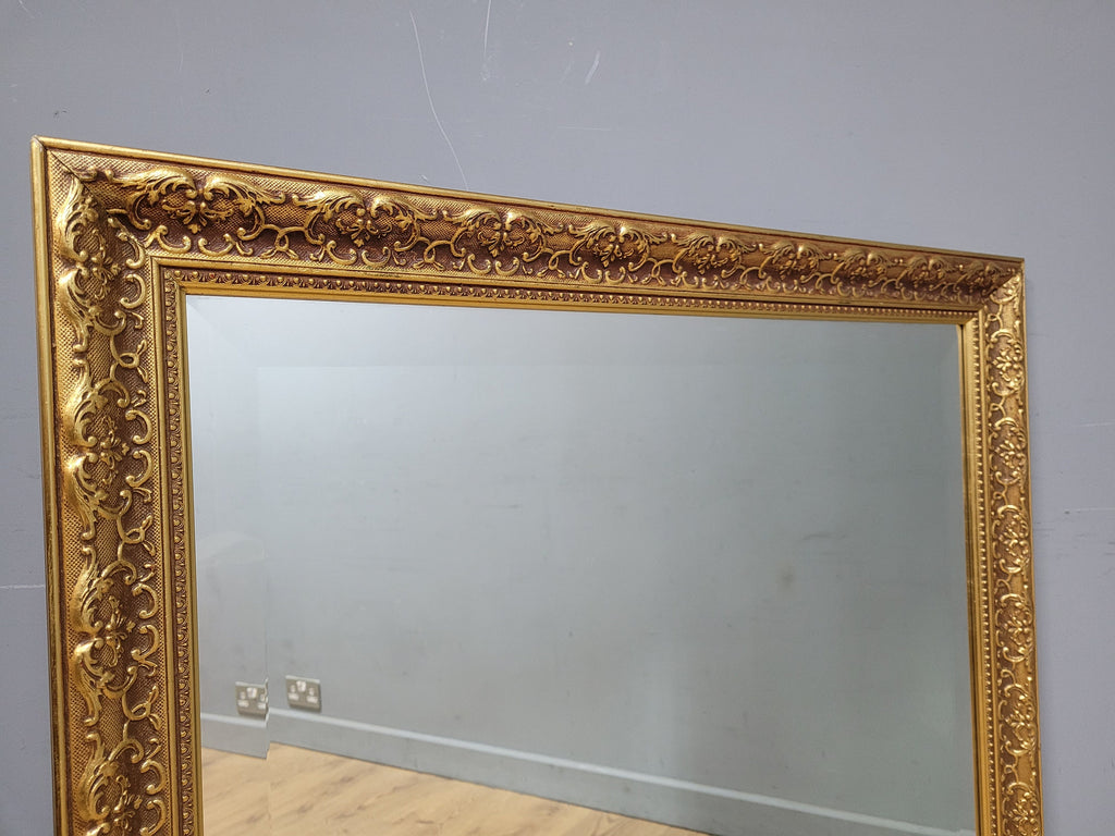 Large Gilt Style Bevel Edge Mirror Ornate Gold Framed Mantle Wall Mirror