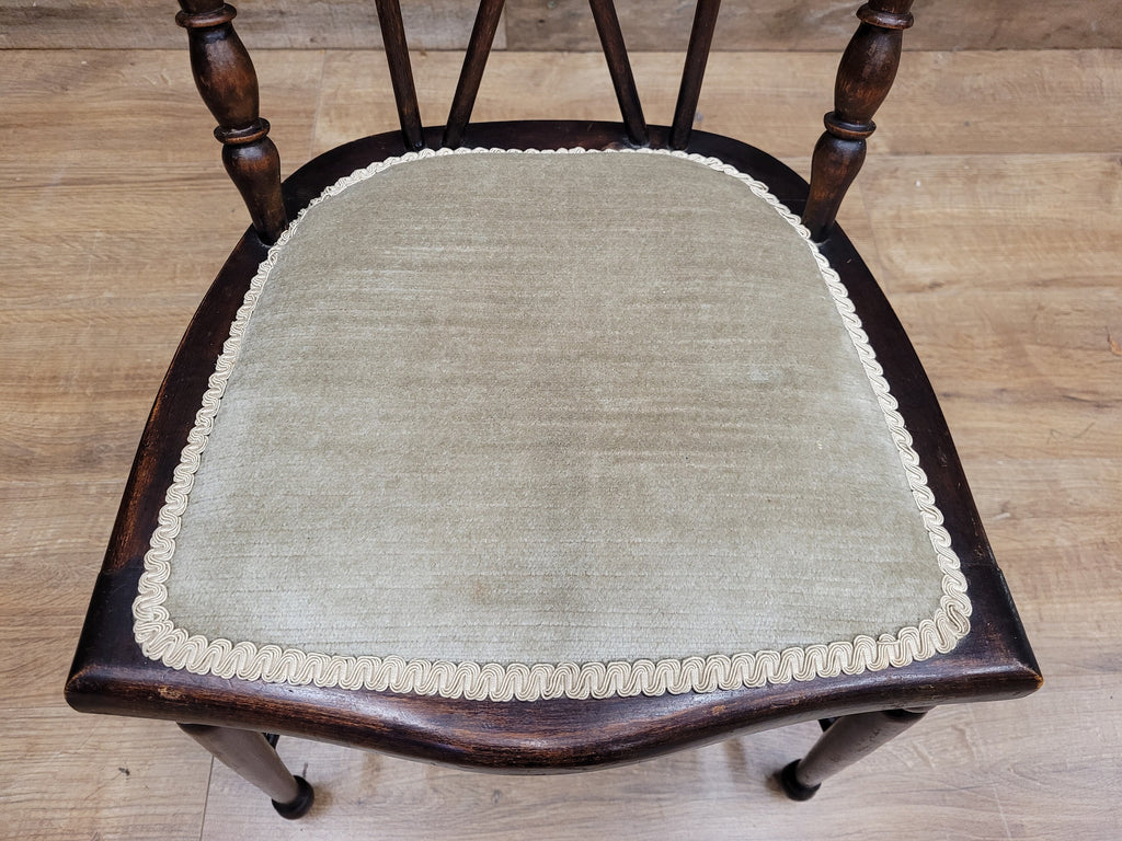 Antique Arts And Craft Mahogany Petite Hall Bedroom Chair Cross Stick Back