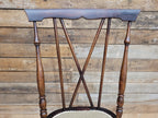 Antique Arts And Craft Mahogany Petite Hall Bedroom Chair Cross Stick Back