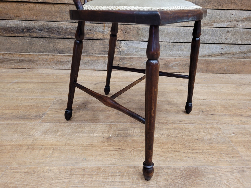 Antique Arts And Craft Mahogany Petite Hall Bedroom Chair Cross Stick Back
