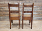 Pair Of Antique English Oak Farmhouse Chapel Chair Hall Utility Chairs