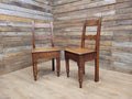 Pair Of Antique English Oak Farmhouse Chapel Chair Hall Utility Chairs