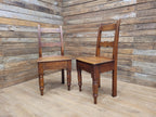 Pair Of Antique English Oak Farmhouse Chapel Chair Hall Utility Chairs