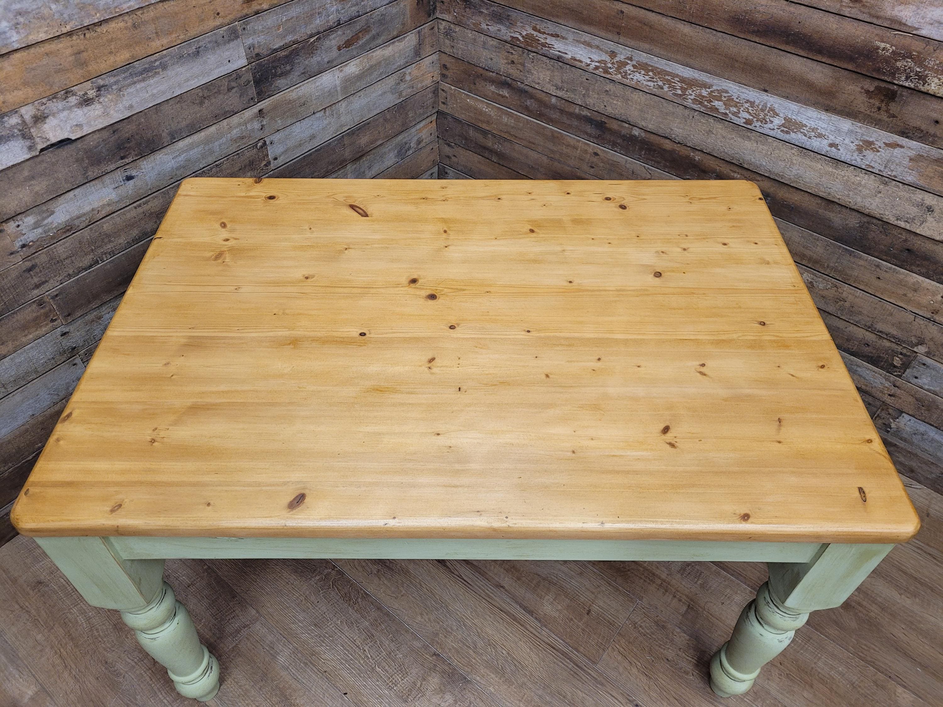 Vintage Up-Cycled Hand Painted Chalk Paint Waxed Pine Farmhouse Table End Drawer