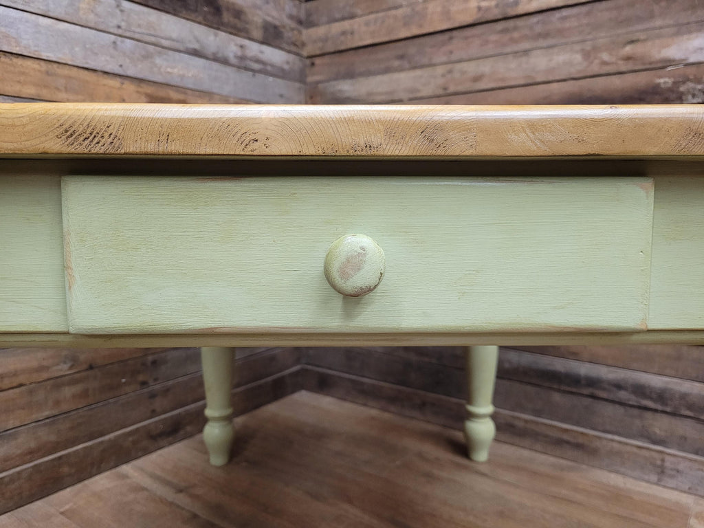 Vintage Up-Cycled Hand Painted Chalk Paint Waxed Pine Farmhouse Table End Drawer
