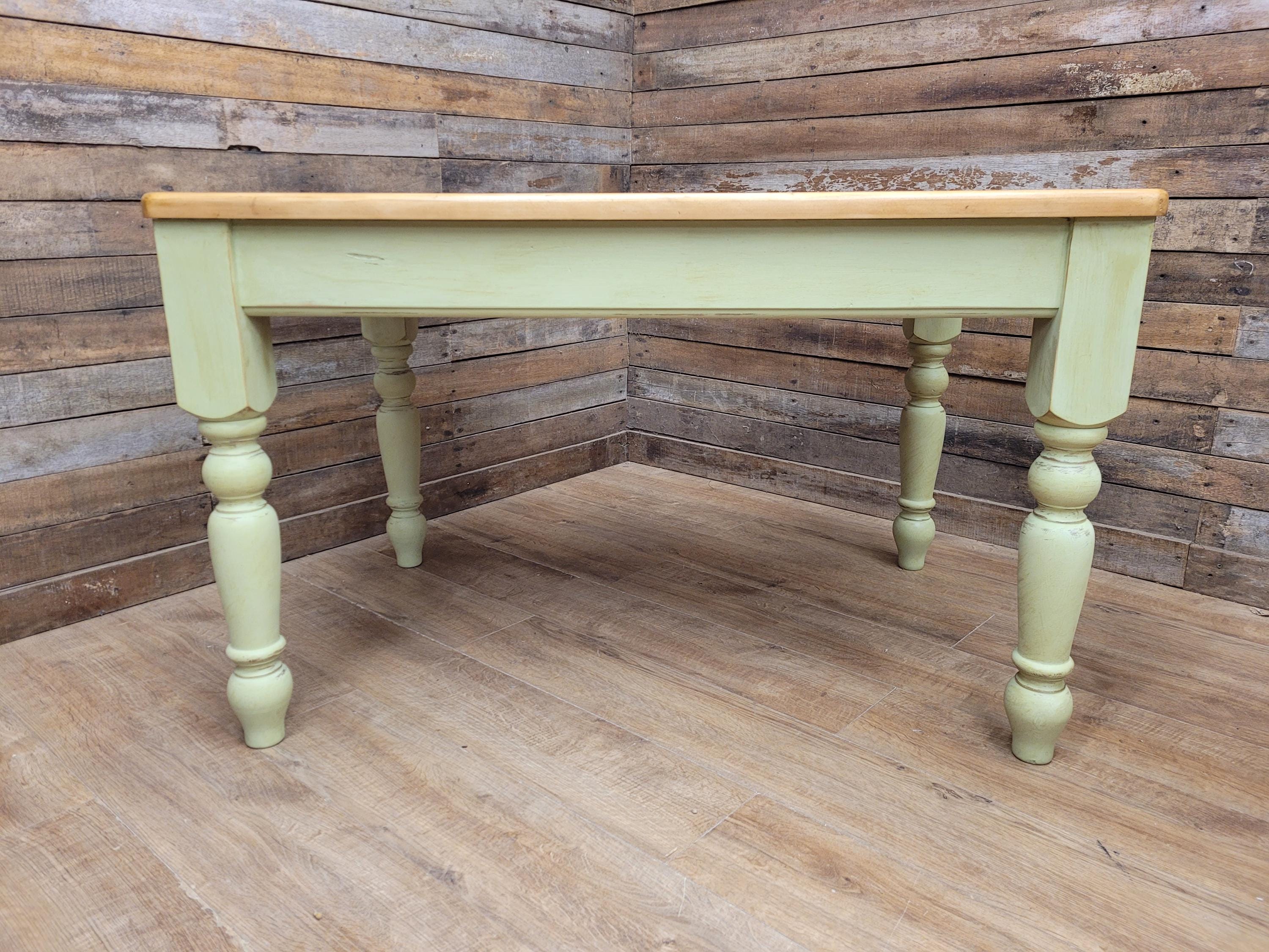 Vintage Up-Cycled Hand Painted Chalk Paint Waxed Pine Farmhouse Table End Drawer