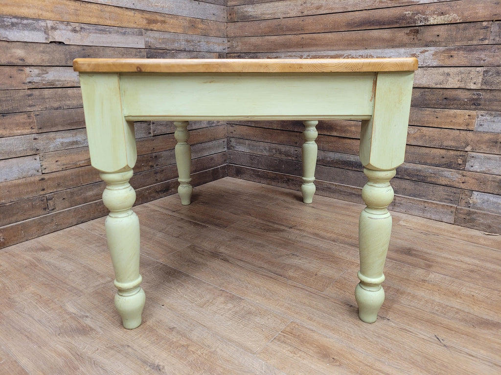 Vintage Up-Cycled Hand Painted Chalk Paint Waxed Pine Farmhouse Table End Drawer