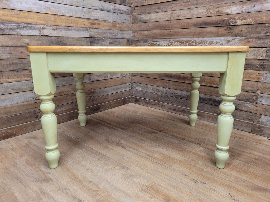 Vintage Up-Cycled Hand Painted Chalk Paint Waxed Pine Farmhouse Table End Drawer
