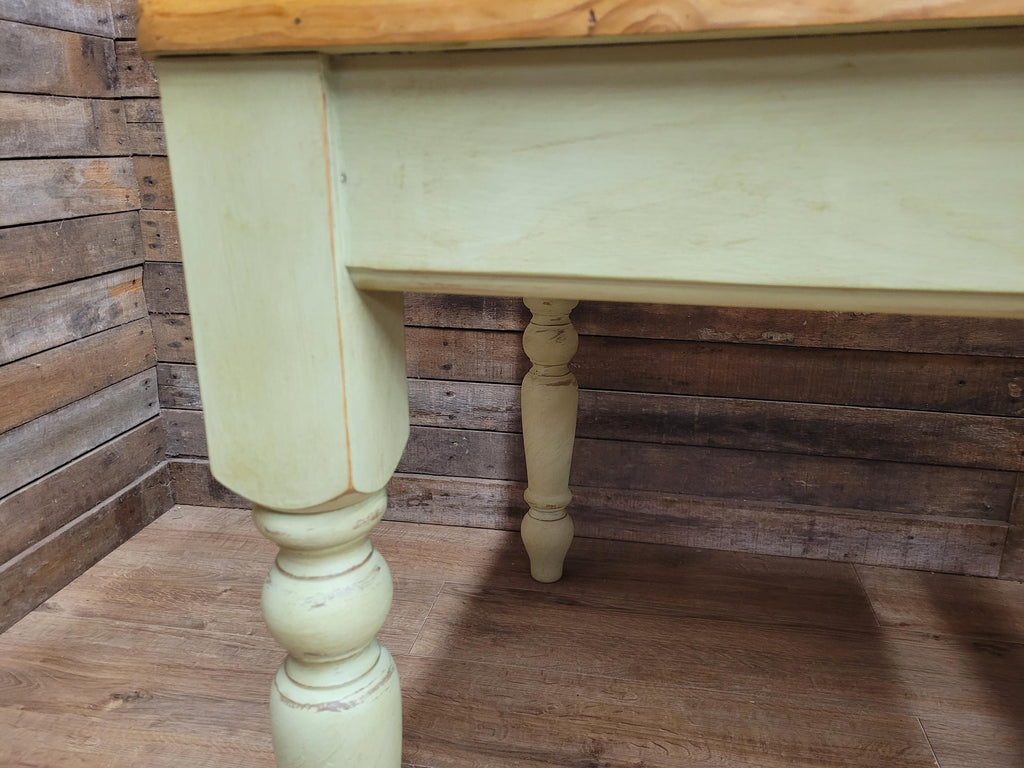 Vintage Up-Cycled Hand Painted Chalk Paint Waxed Pine Farmhouse Table End Drawer