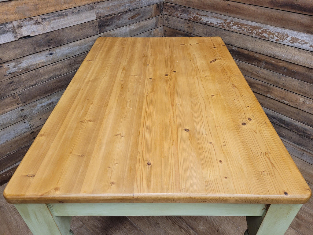Vintage Up-Cycled Hand Painted Chalk Paint Waxed Pine Farmhouse Table End Drawer