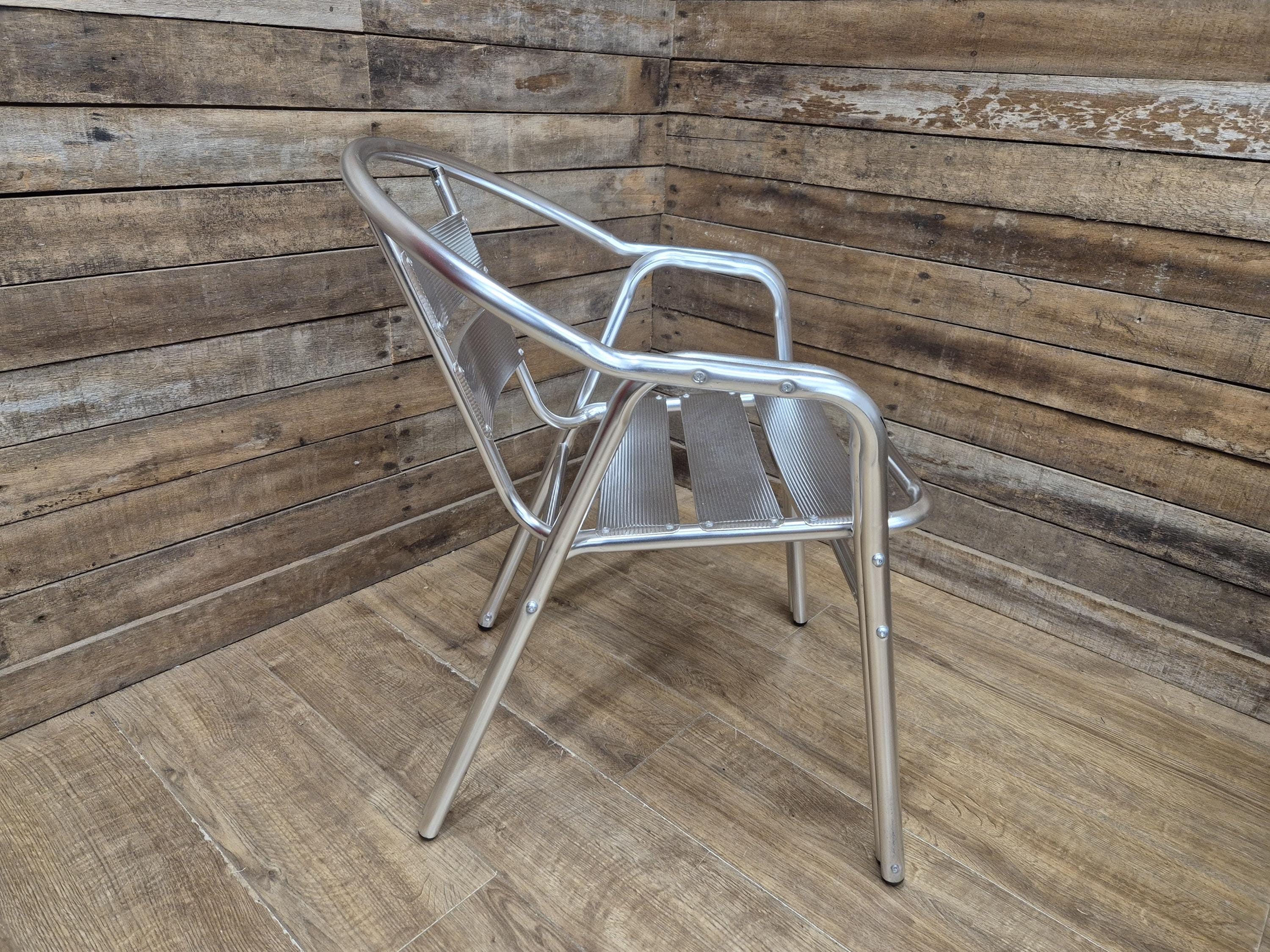 Set of 5 Aluminium Bistro Chairs Lightweight Stackable Cafe Garden Chairs