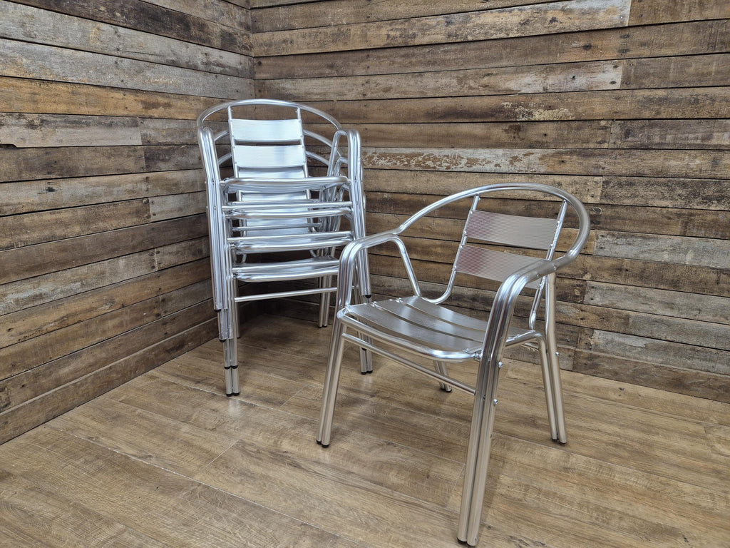 Set of 5 Aluminium Bistro Chairs Lightweight Stackable Cafe Garden Chairs