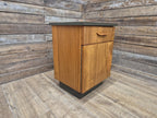 Mid Century Teak Bedside Cabinet Olive Grey Green Melamine Top Vintage