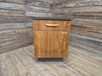 Mid Century Teak Bedside Cabinet Olive Grey Green Melamine Top Vintage