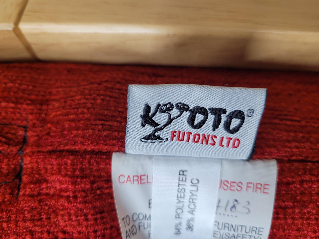 Kyoto Futons Solid Wood Bench Small Daybed Red Upholstered Seat Slatted Base