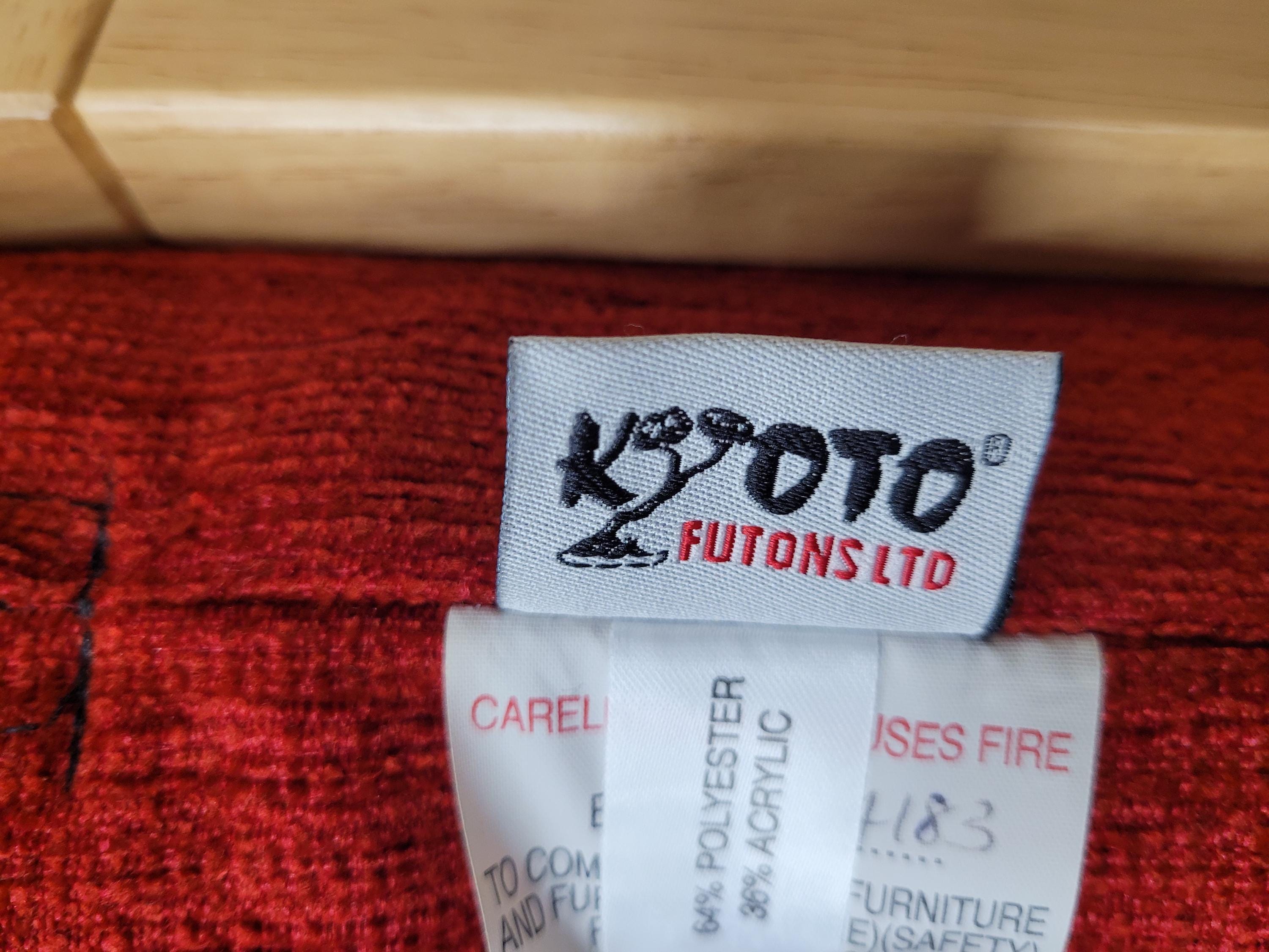 Kyoto Futons Solid Wood Bench Small Daybed Red Upholstered Seat Slatted Base