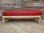 Kyoto Futons Solid Wood Bench Small Daybed Red Upholstered Seat Slatted Base