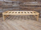 Kyoto Futons Solid Wood Bench Small Daybed Red Upholstered Seat Slatted Base