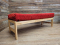 Kyoto Futons Solid Wood Bench Small Daybed Red Upholstered Seat Slatted Base