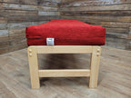 Kyoto Futons Solid Wood Bench Small Daybed Red Upholstered Seat Slatted Base