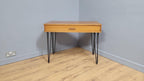Mid Century Avalon Teak Side Table with Drawer Hairpin Legs Up Cycled Sideboard