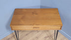 Mid Century Avalon Teak Side Table with Drawer Hairpin Legs Up Cycled Sideboard