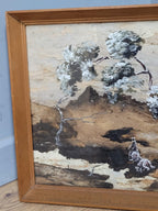 Vintage Australian Aboriginal Bark Painting Signed Wesley 34cm x 49cm