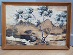 Vintage Australian Aboriginal Bark Painting Signed Wesley 34cm x 49cm
