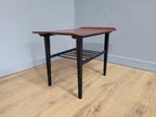 Mid Century Teak Style Tapered Black Leg Side Or Coffee Table Magazine Shelf