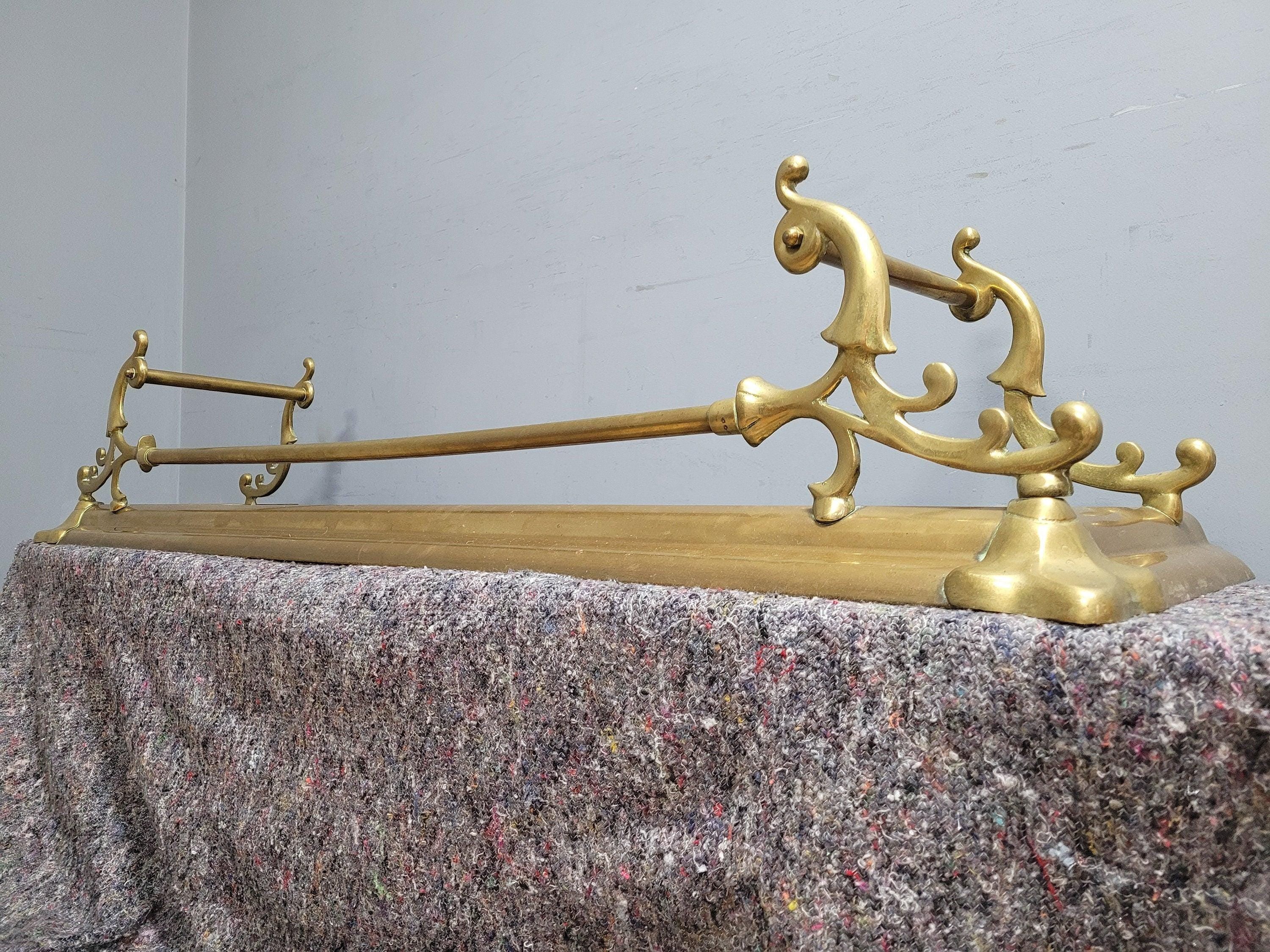 Antique Victorian Country House Art Nouveau Style Brass Fire Fender