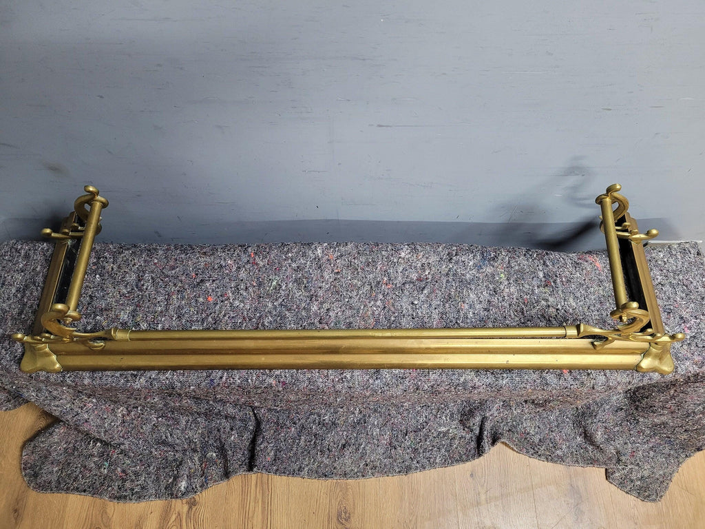 Antique Victorian Country House Art Nouveau Style Brass Fire Fender