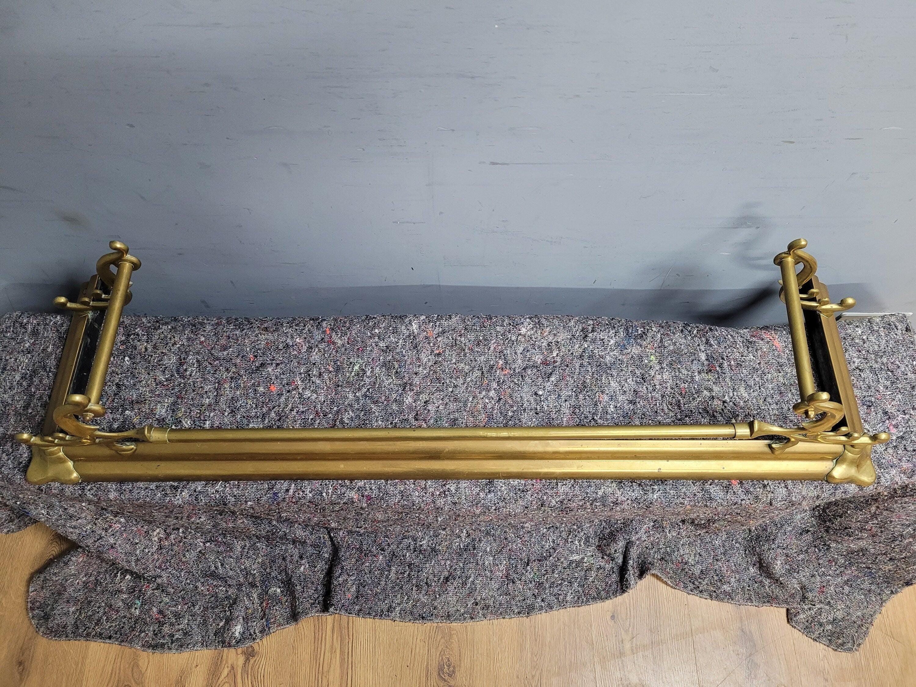 Antique Victorian Country House Art Nouveau Style Brass Fire Fender