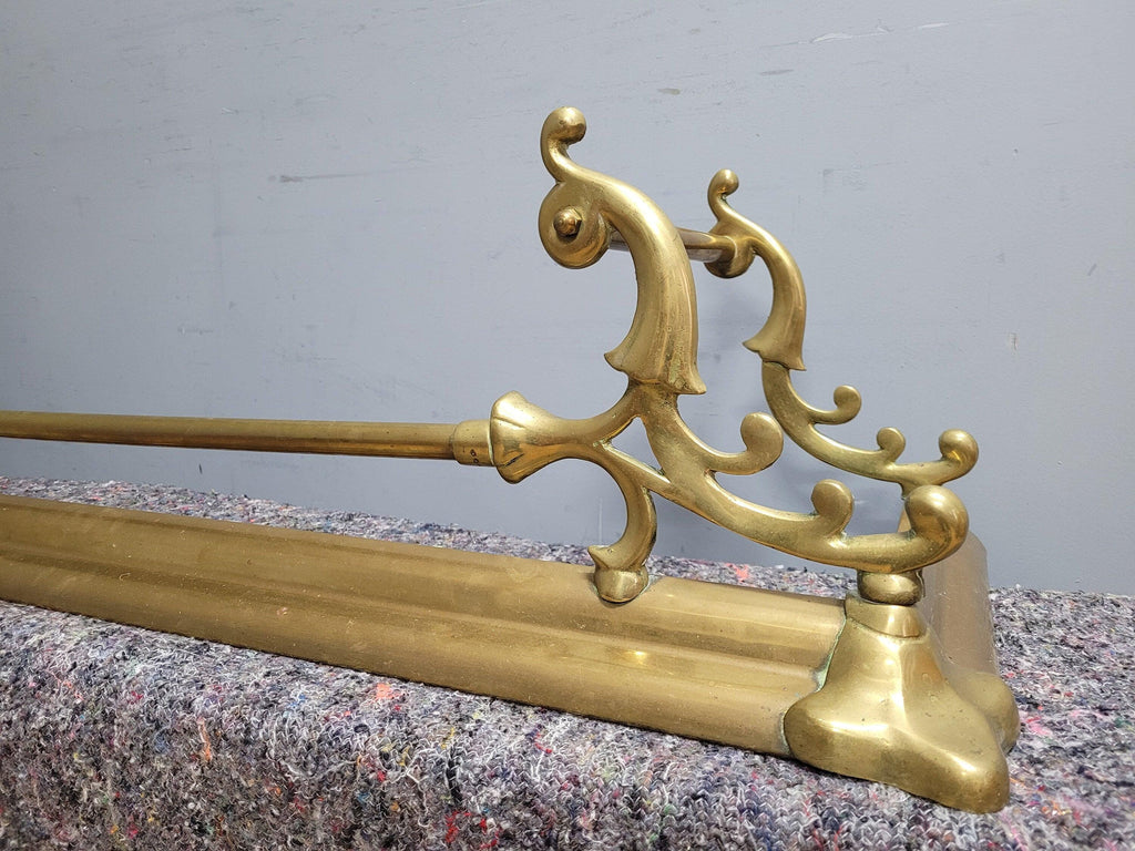Antique Victorian Country House Art Nouveau Style Brass Fire Fender