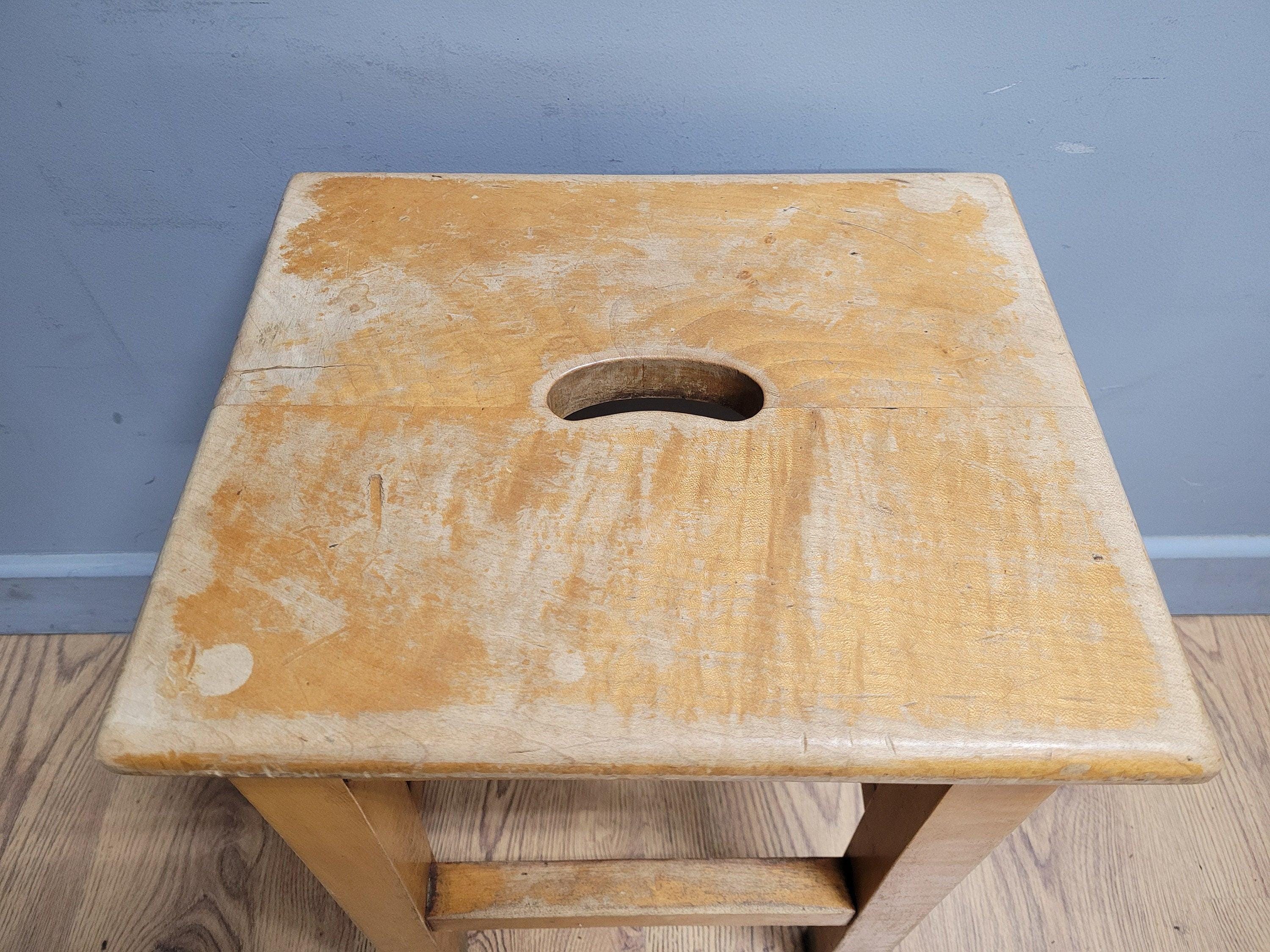 Vintage Pair Of Short Old School Lab Stools Ideal For Kitchen Table Blonde Wood
