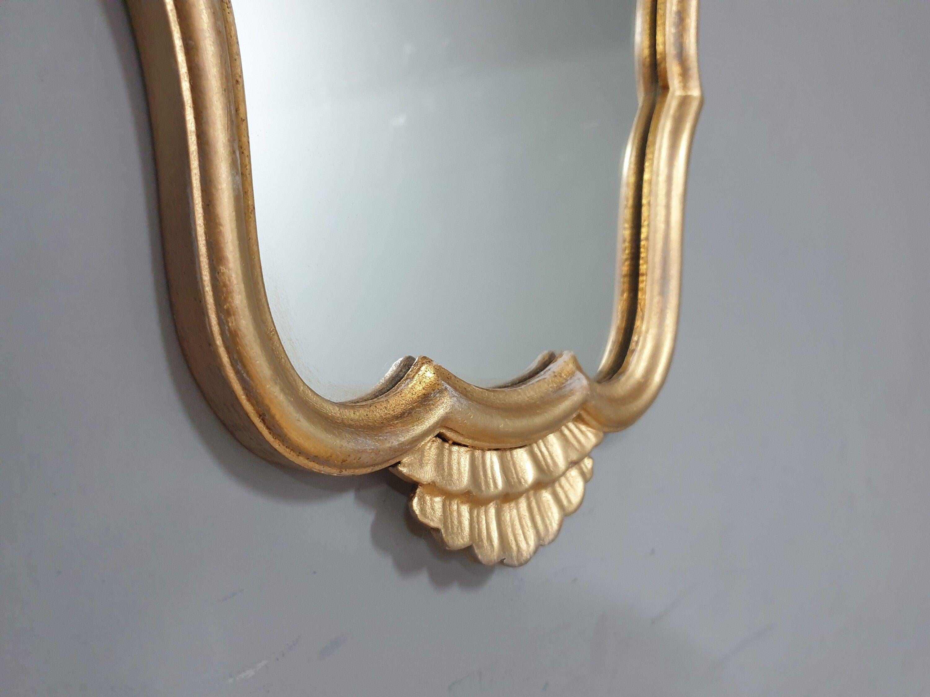 Vintage Ornate Distressed Gold Gilt Style Mirror Mantle Mirror