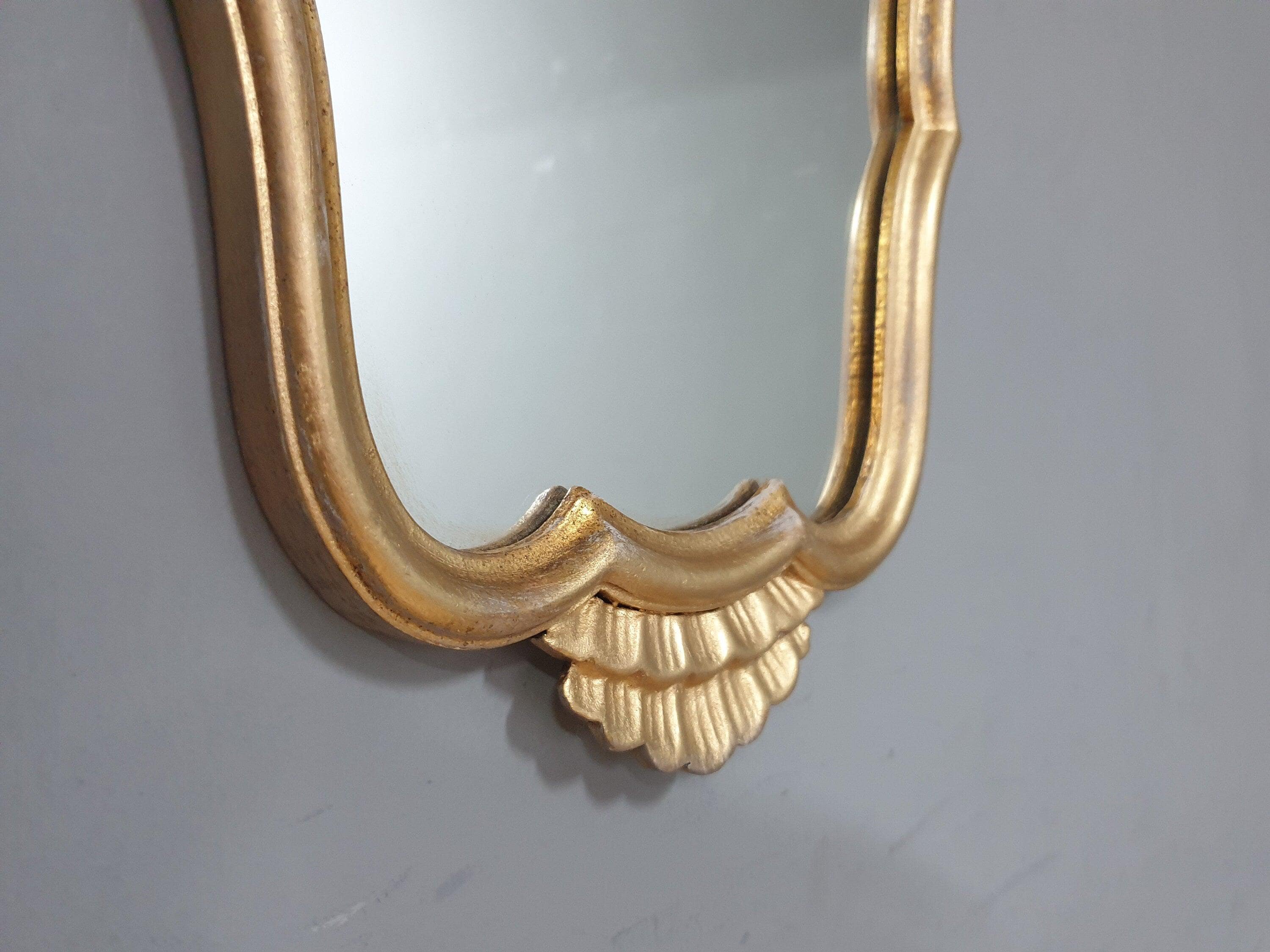 Vintage Ornate Distressed Gold Gilt Style Mirror Mantle Mirror