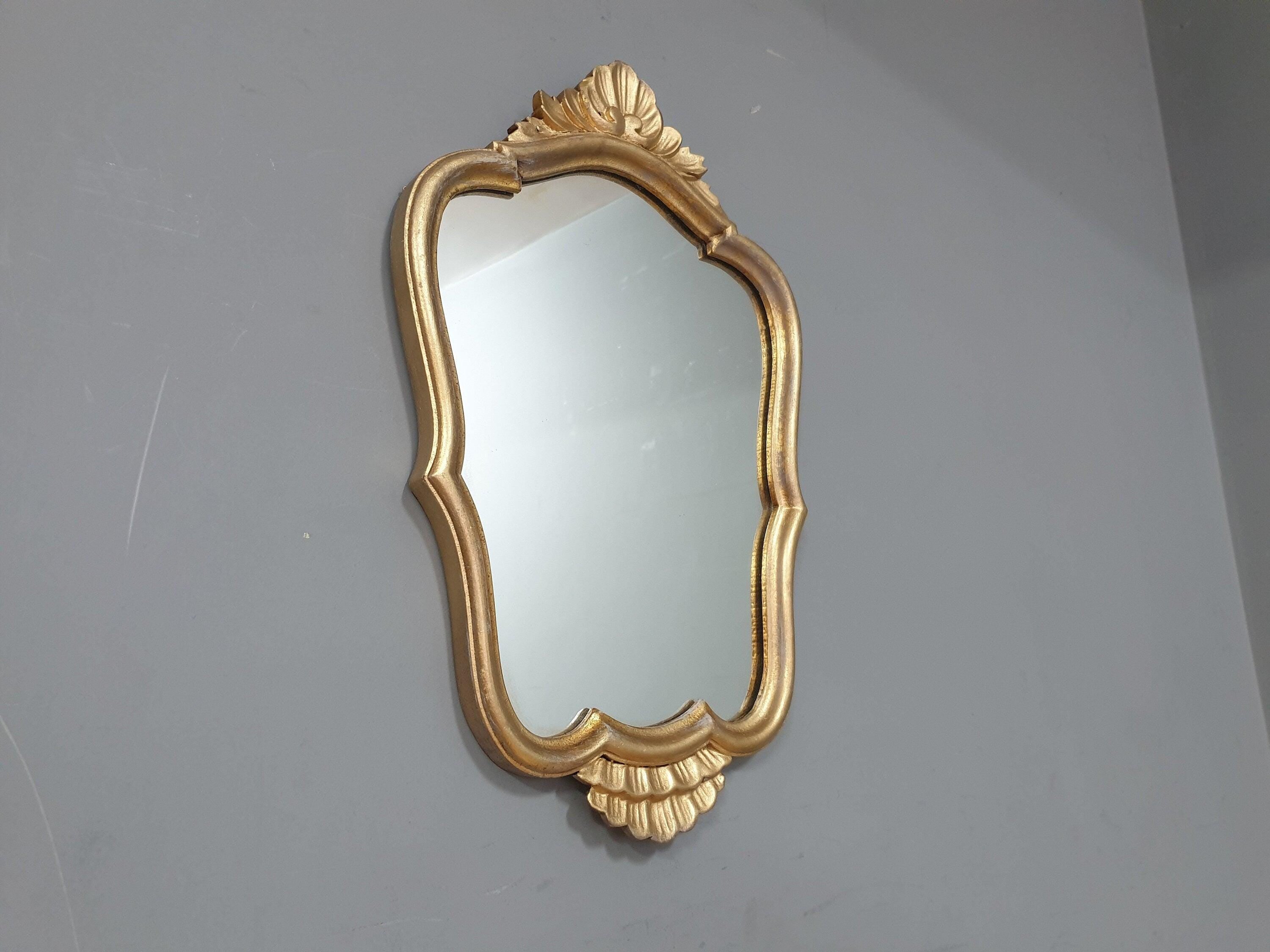 Vintage Ornate Distressed Gold Gilt Style Mirror Mantle Mirror