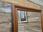 Large Bevel Edged Vintage Wood Rectangular Over Mantle Wall Mirror