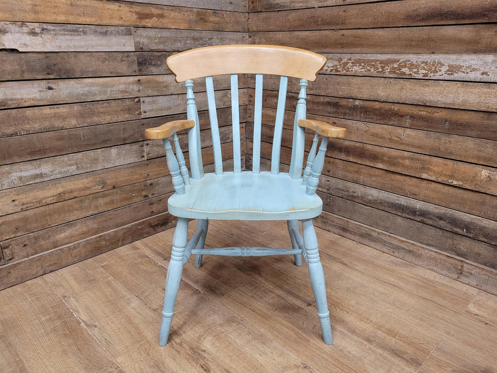 Vintage Country House Antique Waxed Distressed Painted Lath Back Carver Chair