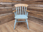 Vintage Country House Antique Waxed Distressed Painted Lath Back Carver Chair