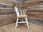 Antique Waxed Vintage Country House Distressed Painted Lath Back Carver Armchair