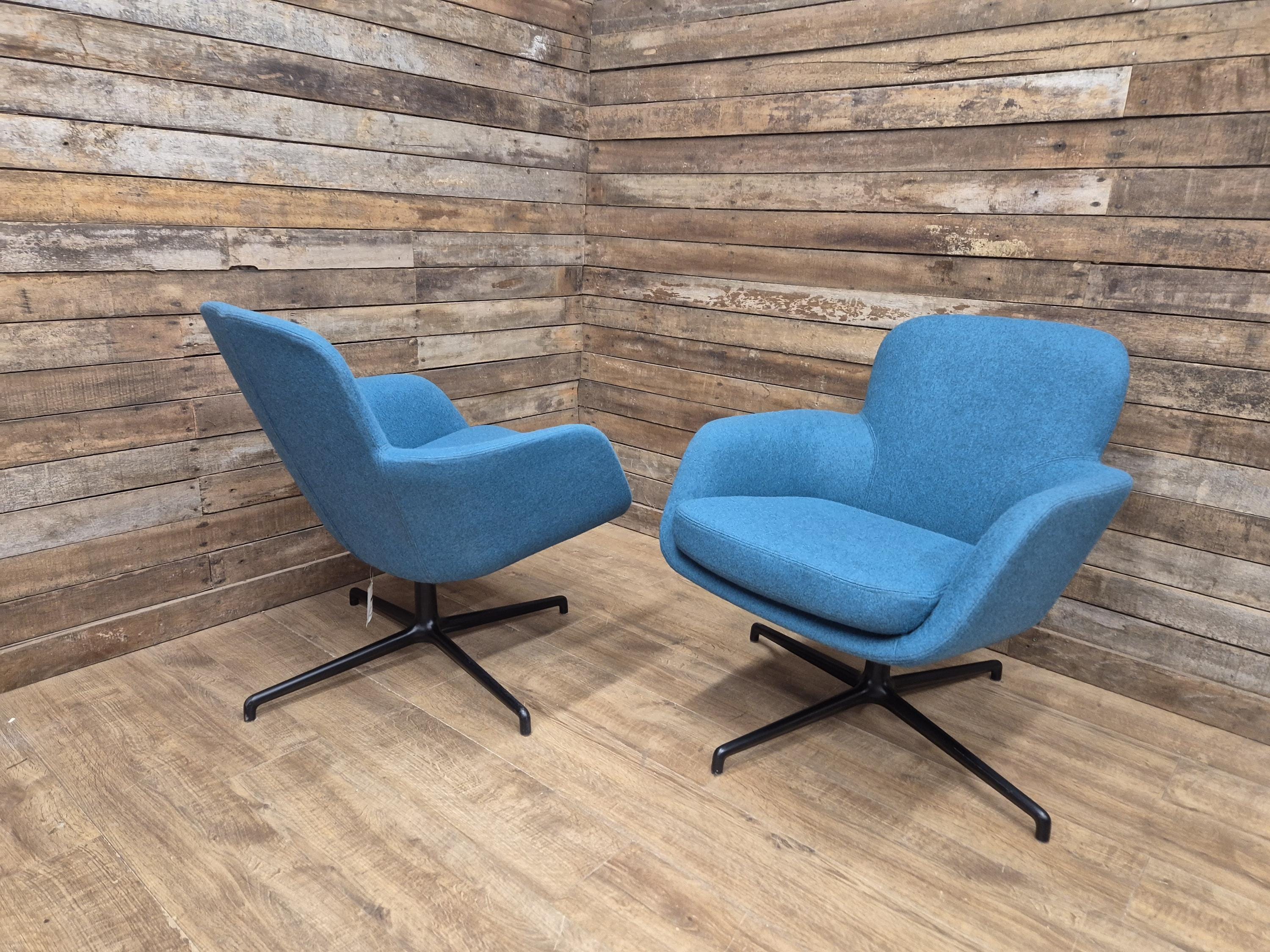 Pledge Toro Low Back Swivel Armchairs - Camira Blazer Abertay Blue - 8 Available