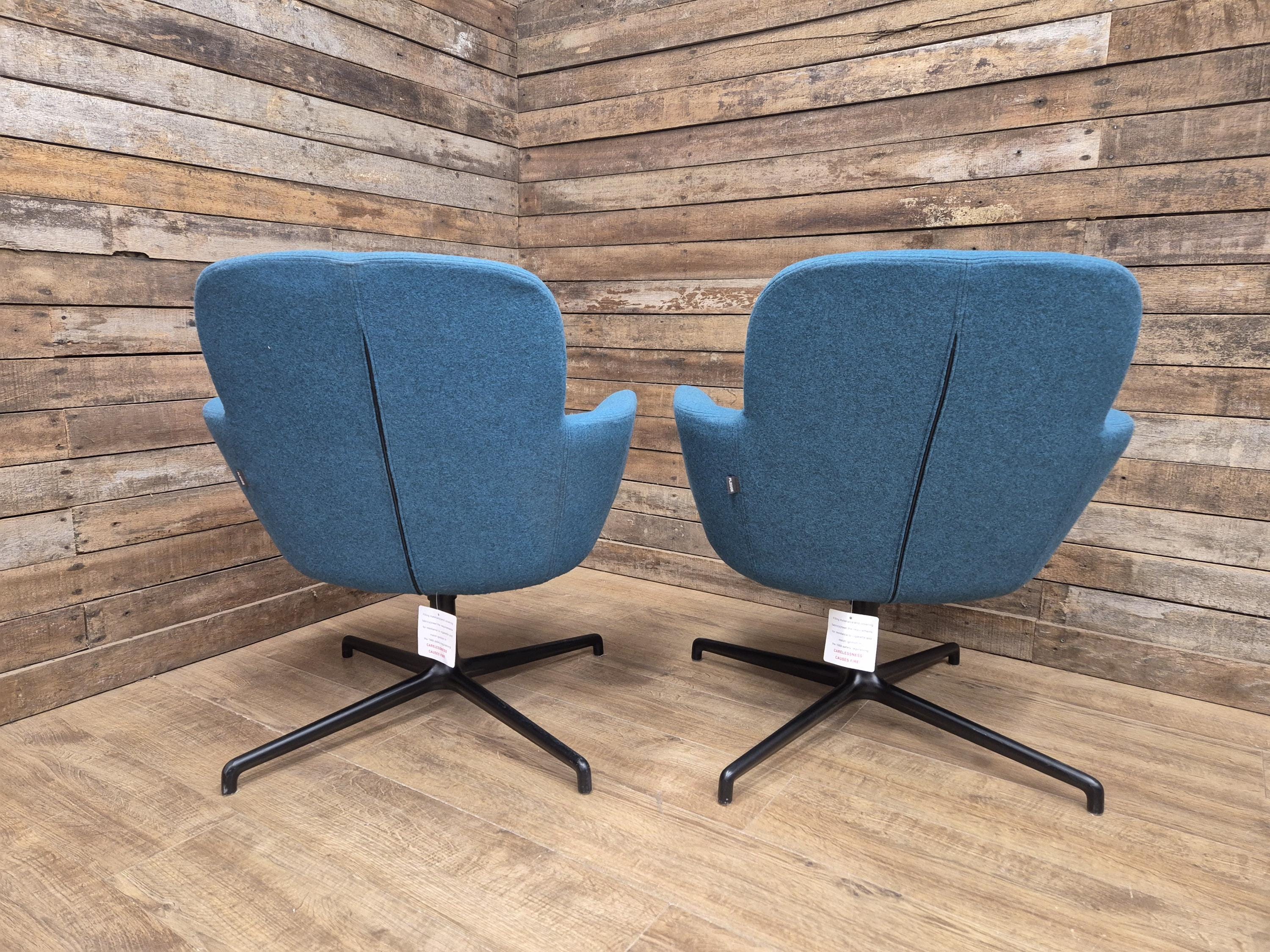 Pledge Toro Low Back Swivel Armchairs - Camira Blazer Abertay Blue - 8 Available