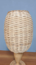 Vintage Wicker Rattan Wooden Table Lamp and Matching Ceiling Pendant Light Shade