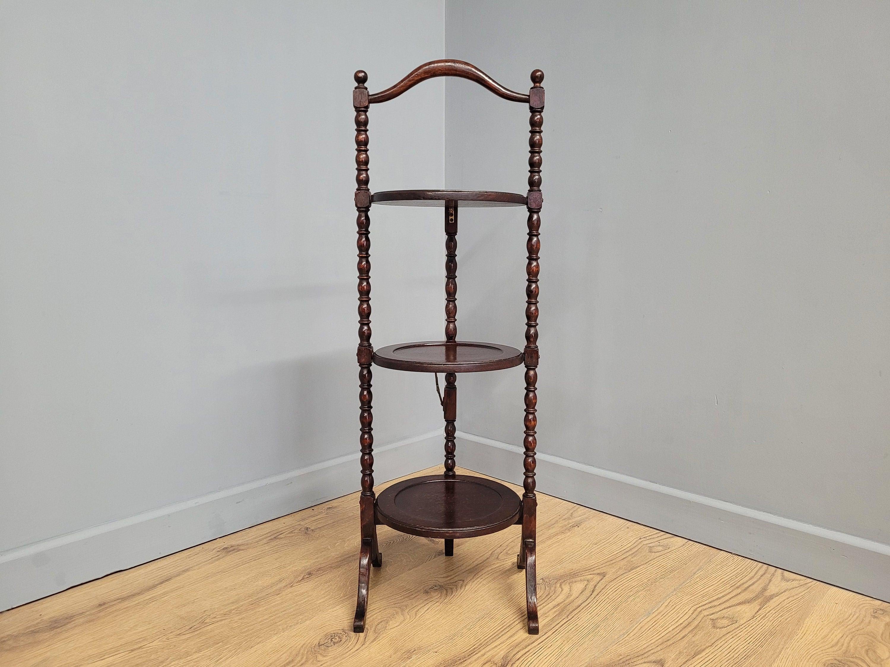Antique Oak Bobbin Folding Cake Stand Tea Table Afternoon Tea
