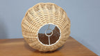 Vintage Wicker Rattan Wooden Table Lamp and Matching Ceiling Pendant Light Shade