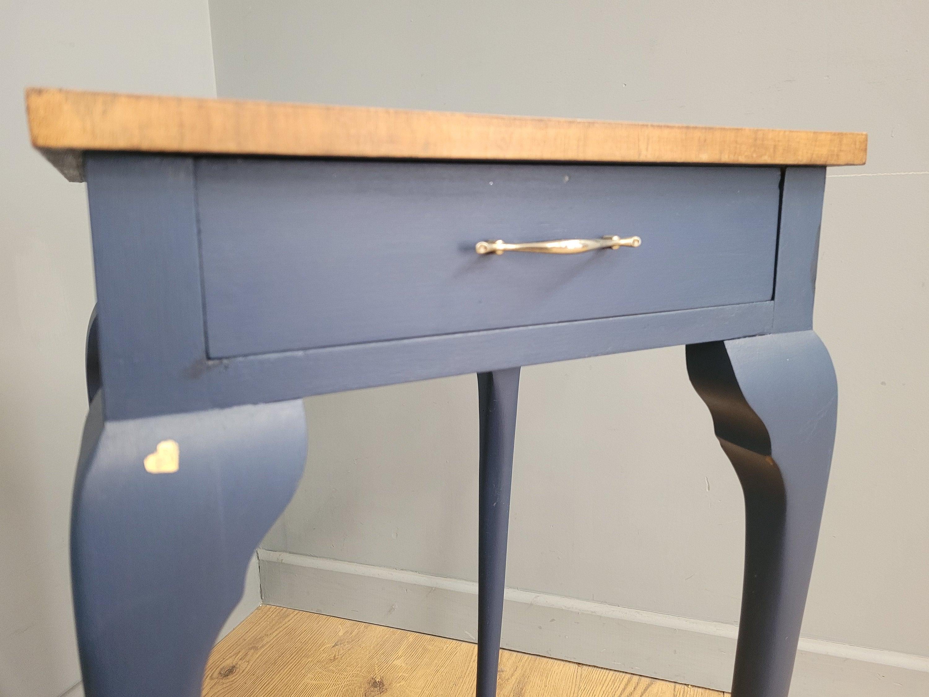 Midnight Blue Fusion Painted Lamp Table With Drawer
