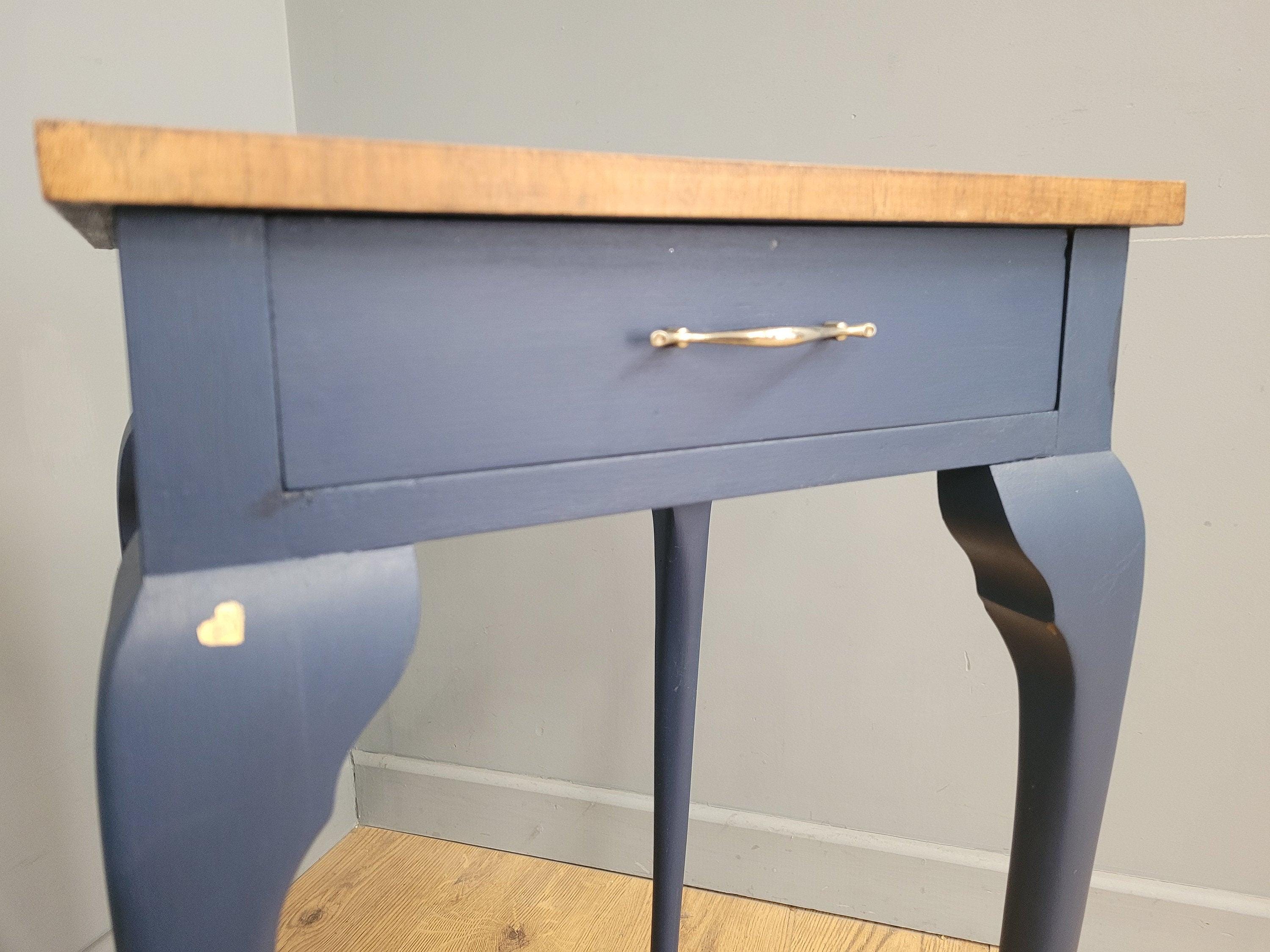 Midnight Blue Fusion Painted Lamp Table With Drawer