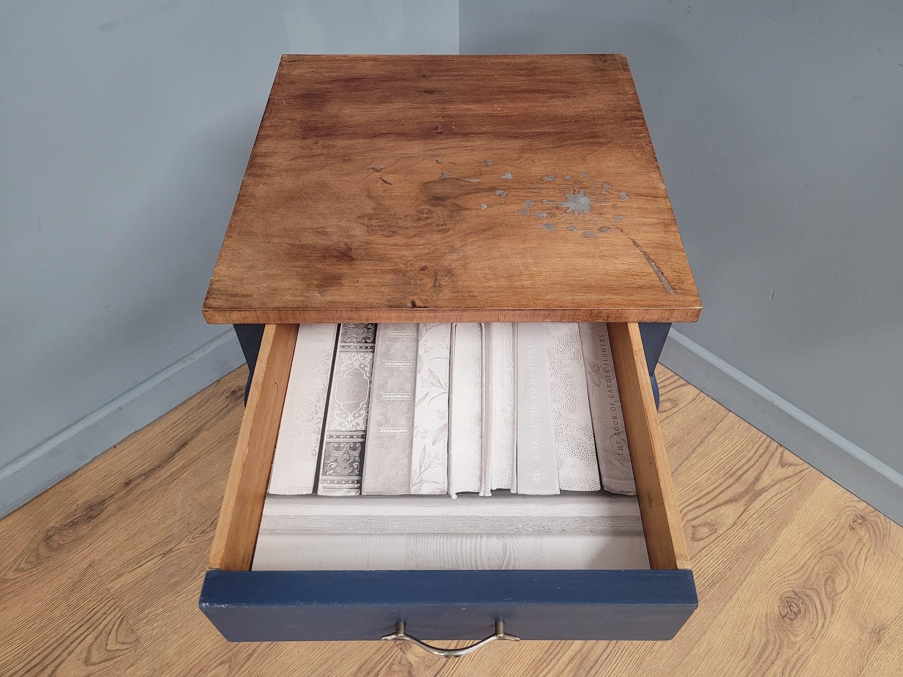 Midnight Blue Fusion Painted Lamp Table With Drawer