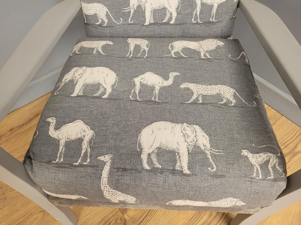 Mid Century Style Painted Grey Animal Print Armchair